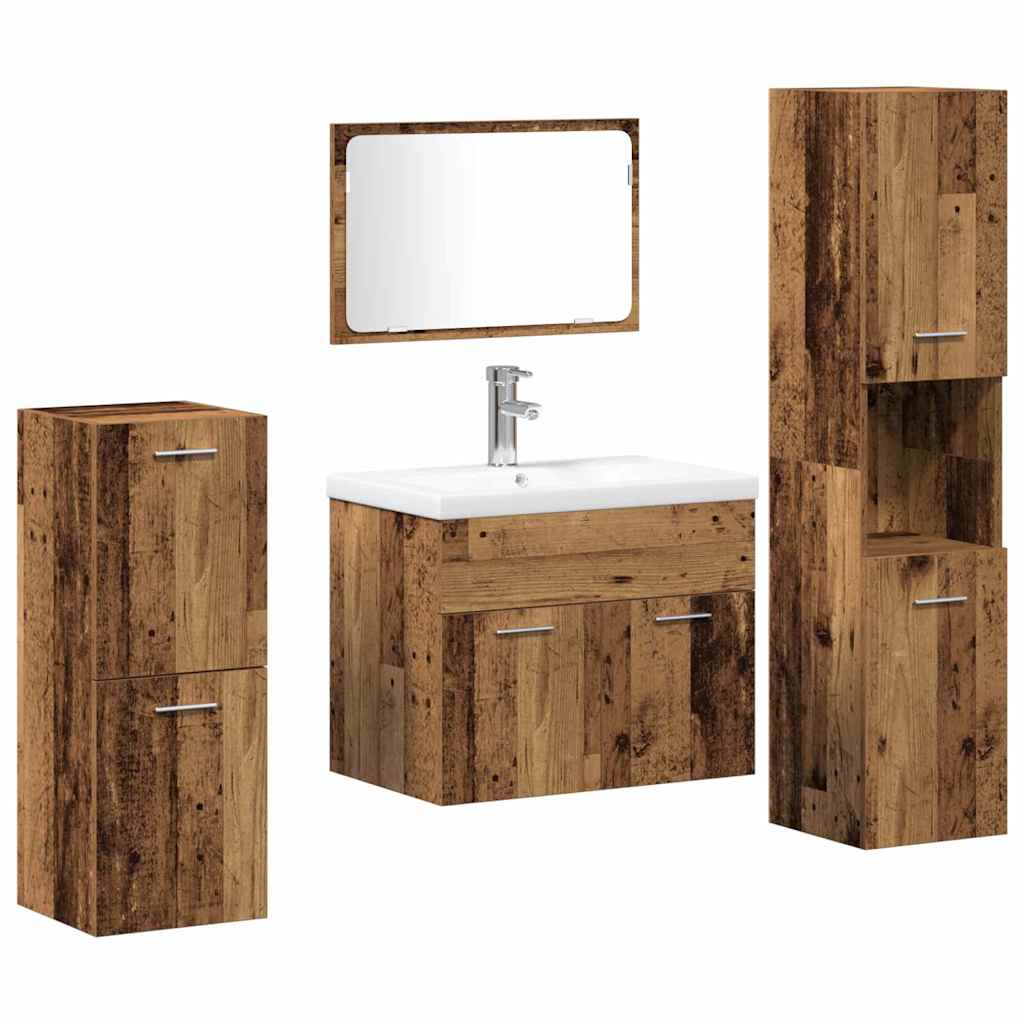 Set namještaja za kupaonicu 4 kom. Staro drvo 60 x 38,5 x 46 cm