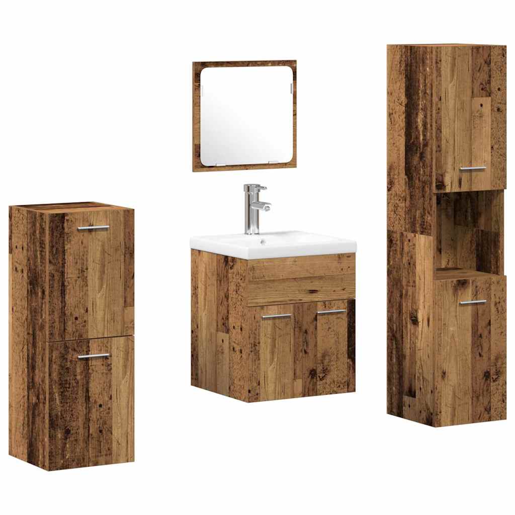 Set namještaja za kupaonicu 4 kom. Staro drvo 41 x 38,5 x 46 cm