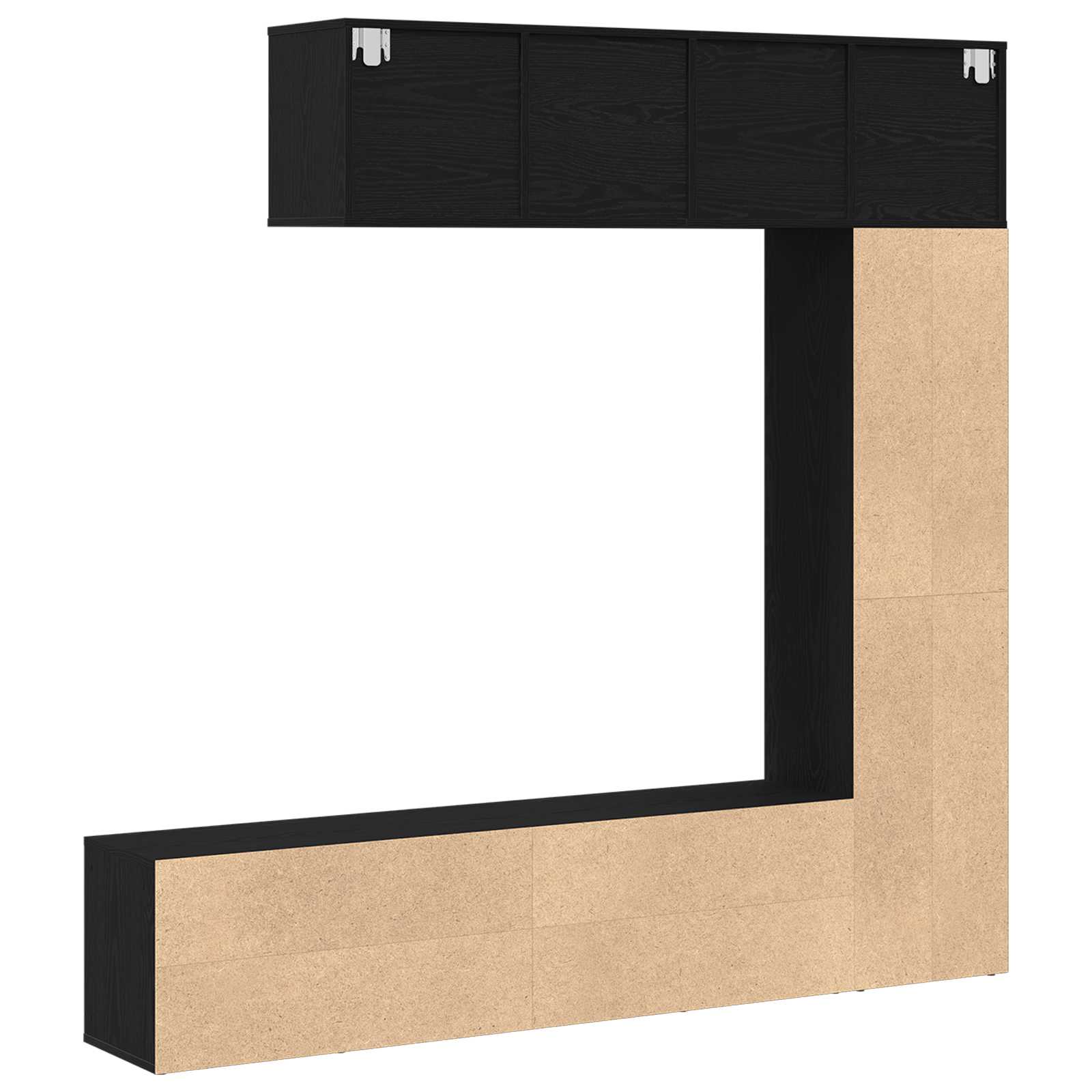 Polica 3 pcs Crni hrast 36 x 30 x 143 cm Konstruirano drvo