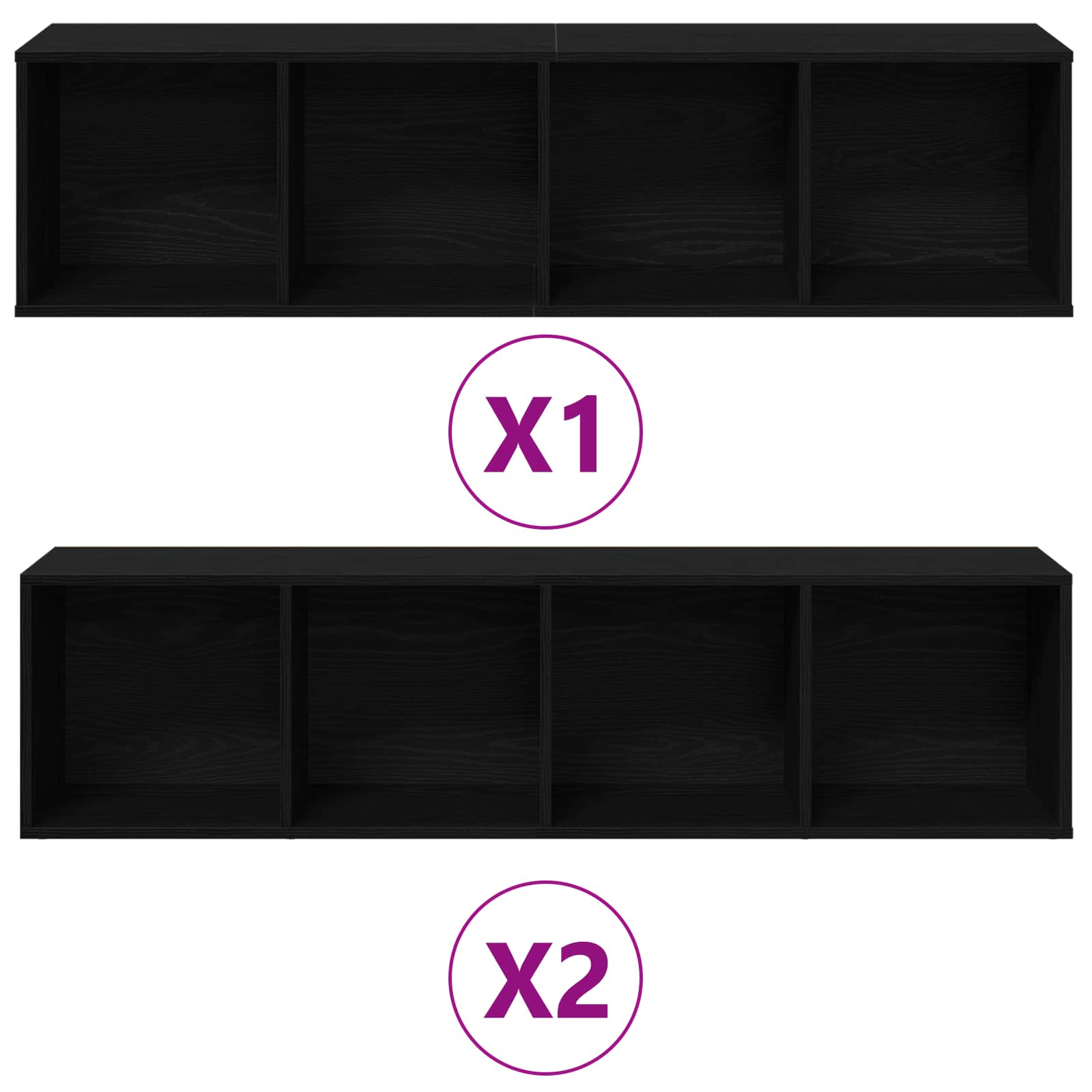 Polica 3 pcs Crni hrast 36 x 30 x 143 cm Konstruirano drvo
