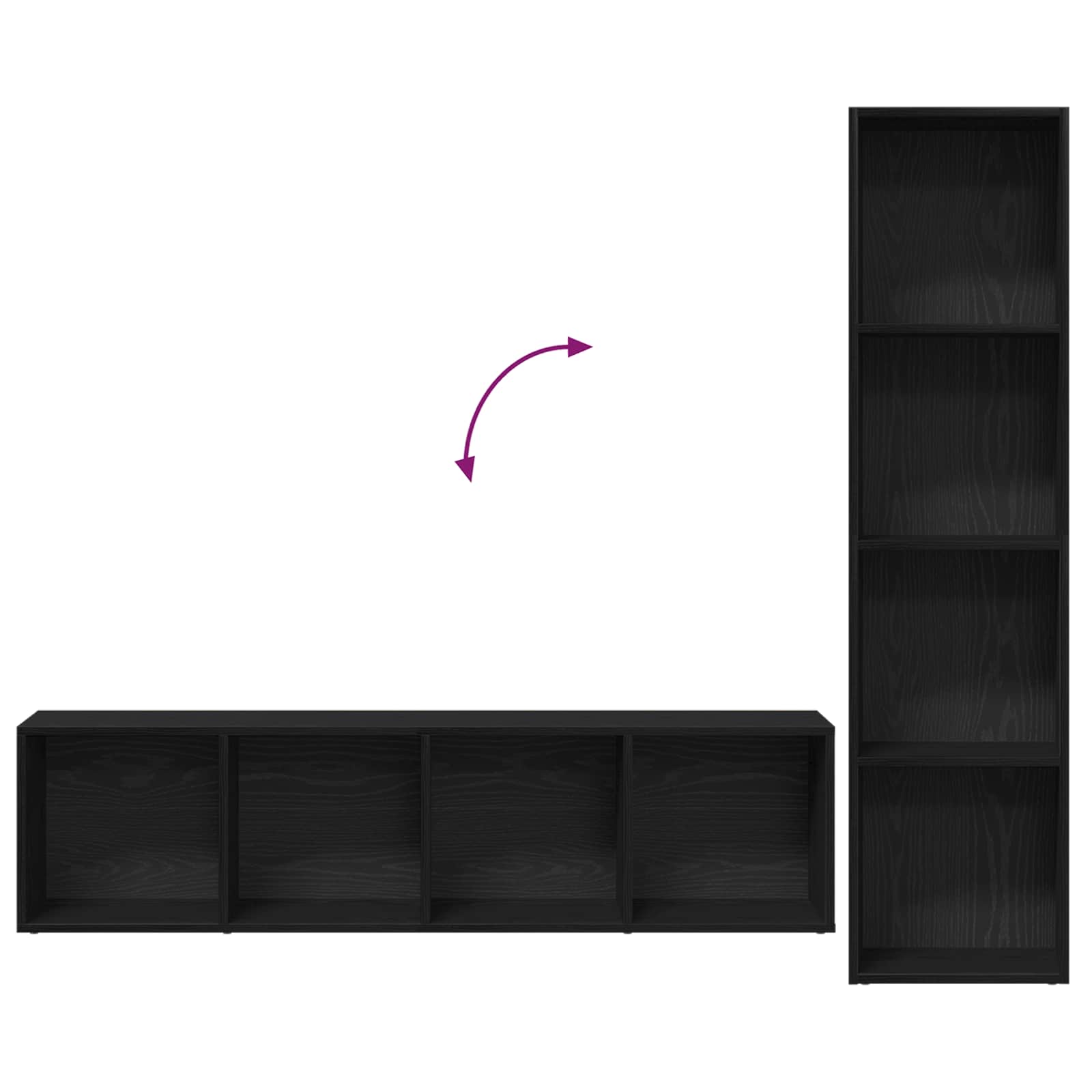 Polica 3 pcs Crni hrast 36 x 30 x 143 cm Konstruirano drvo