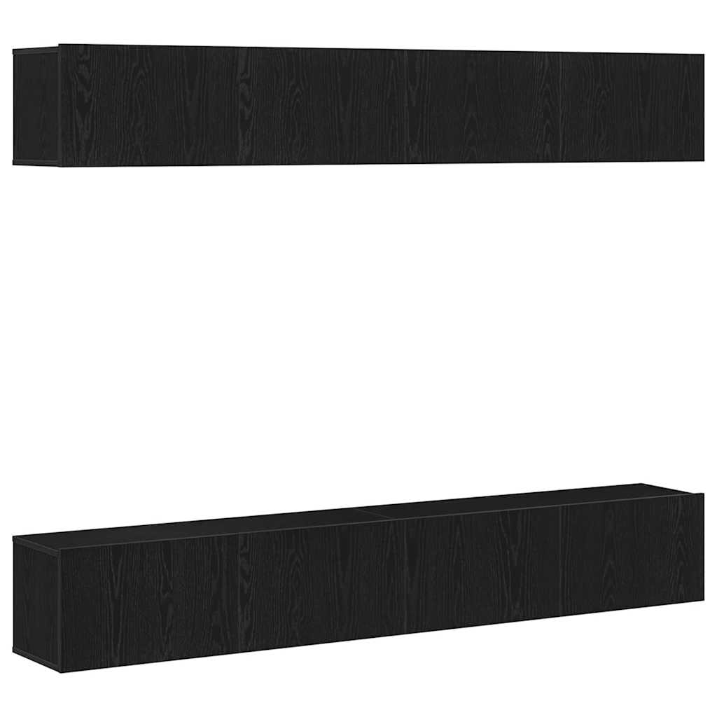 Set TV komoda Zidne 4 pcs Crni hrast 100 x 30 x 30 cm