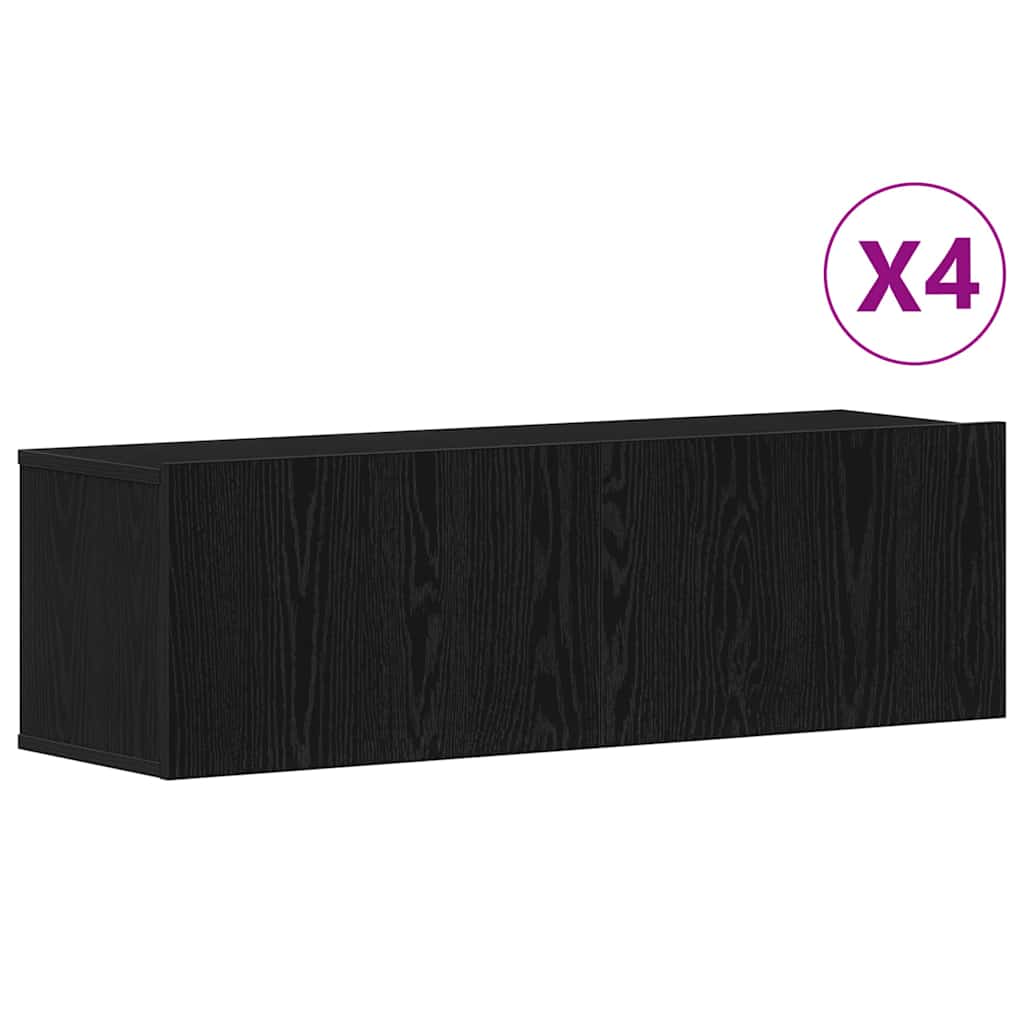 Set TV komoda Zidne 4 pcs Crni hrast 100 x 30 x 30 cm