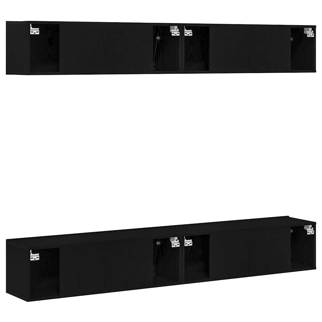 Set TV komoda Zidne 4 pcs Crni hrast 100 x 30 x 30 cm