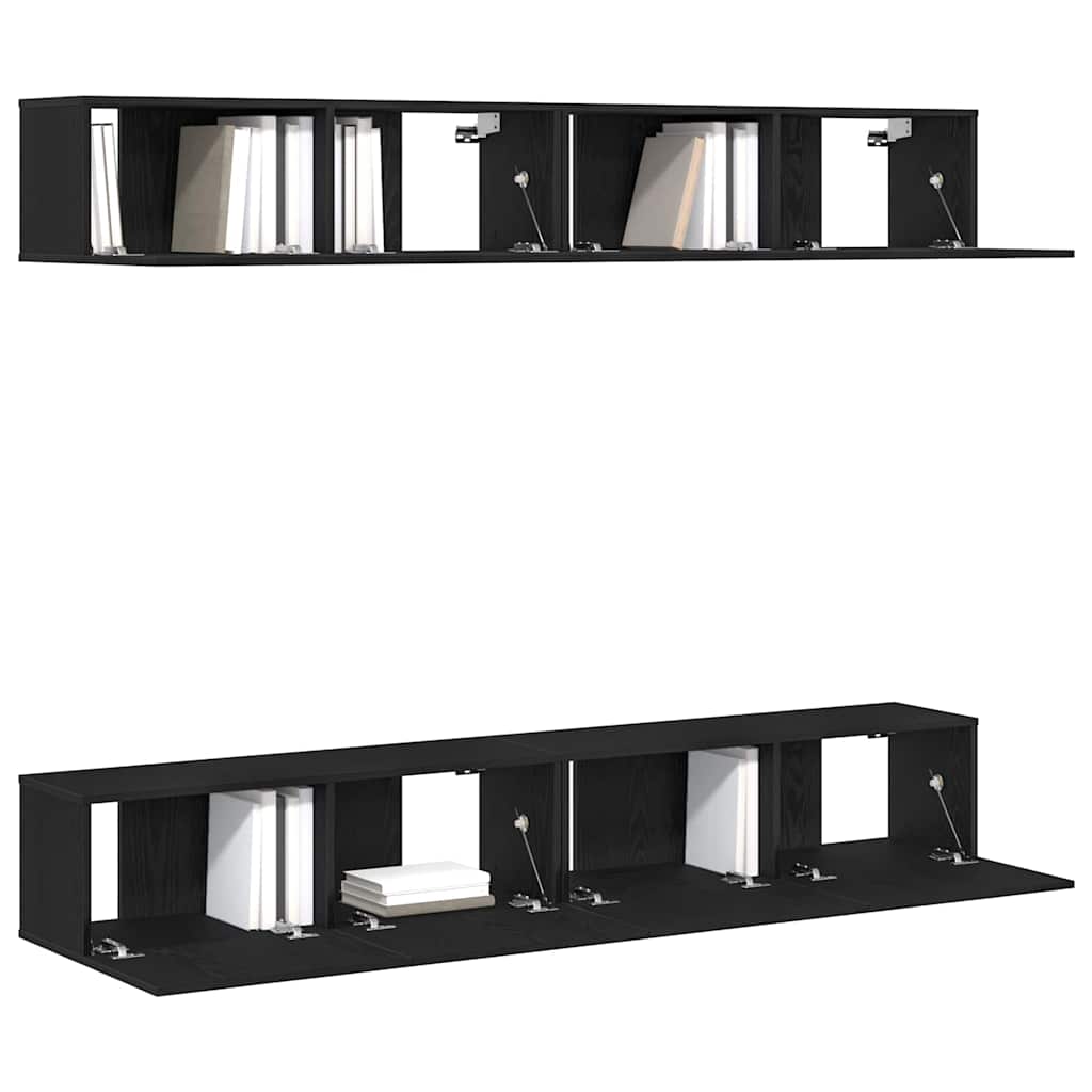 Set TV komoda Zidne 4 pcs Crni hrast 100 x 30 x 30 cm