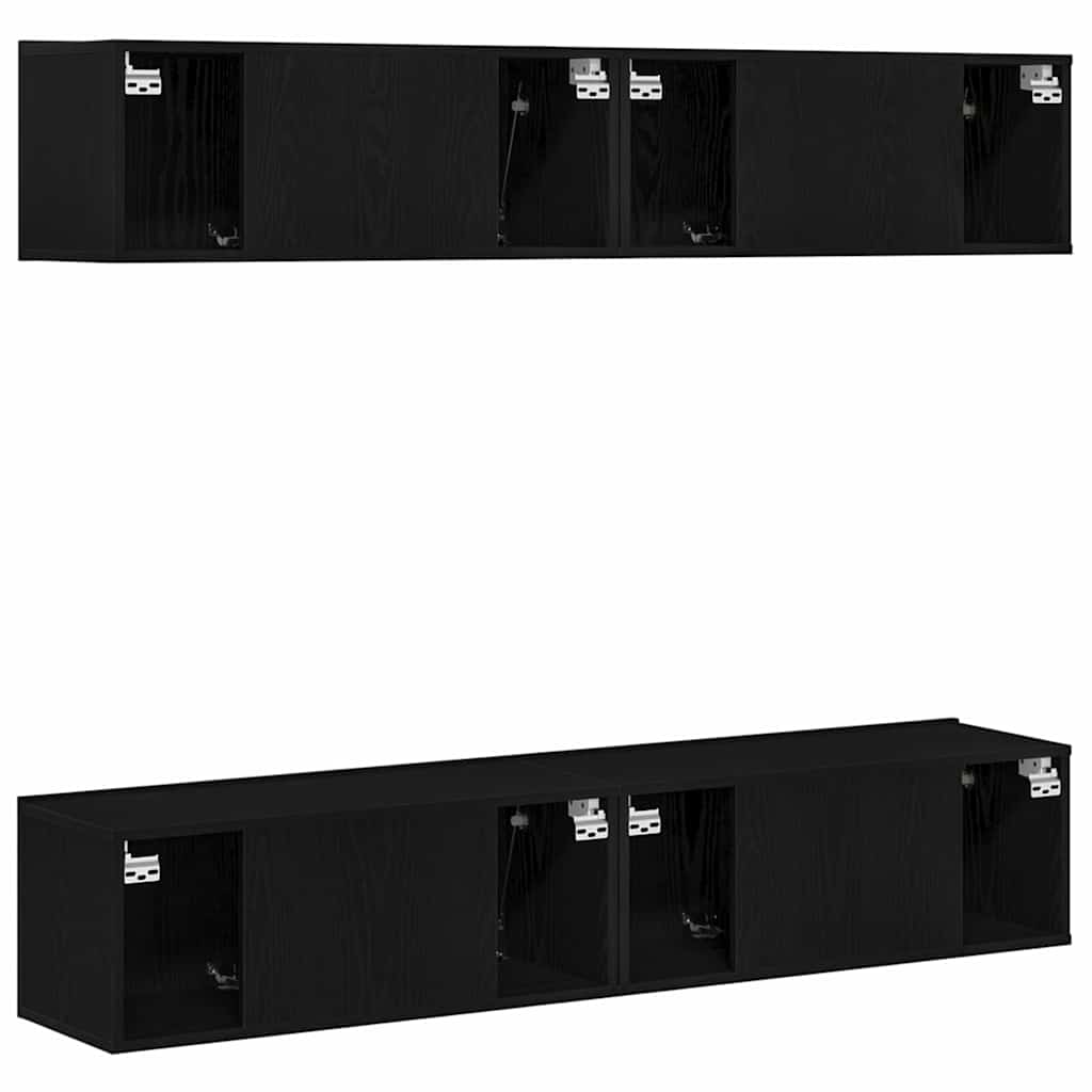 Set TV komoda Zidne 4 pcs Crni hrast 80 x 30 x 30 cm