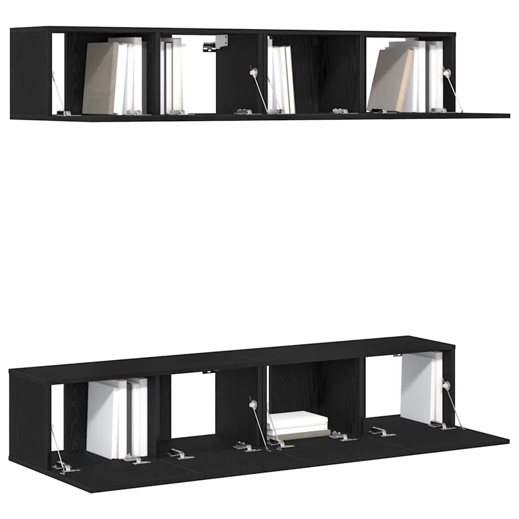 Set TV komoda Zidne 4 pcs Crni hrast 80 x 30 x 30 cm