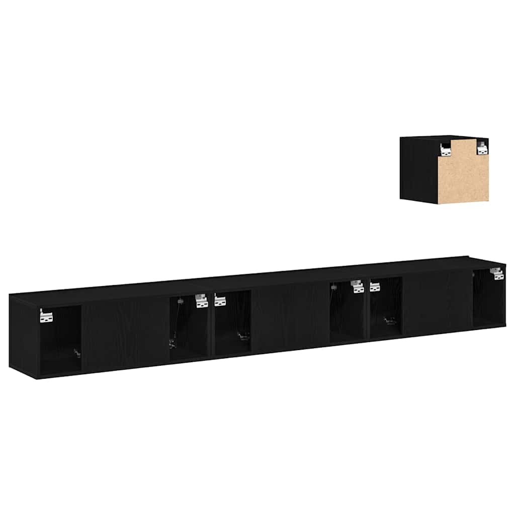Set TV komoda 4 kom. Crni hrast Konstruirano drvo