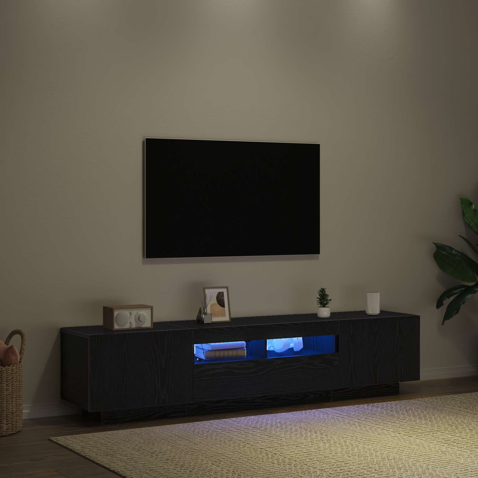 Set TV komoda 2 pcs Crna 180 x 35 x 40 cm Konstruirano drvo