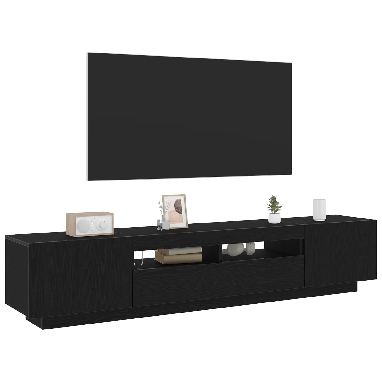 Set TV komoda 2 pcs Crna 200 x 35 x 40 cm Konstruirano drvo