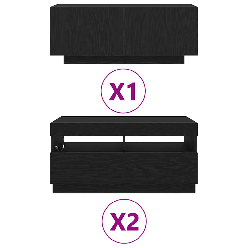Set TV komoda 3 pcs Crna 260 x 35 x 40 cm Konstruirano drvo