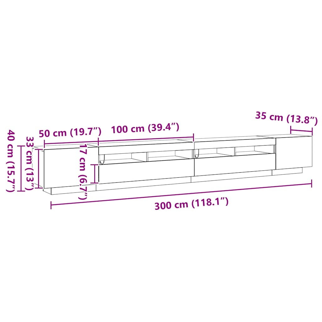 Set TV komoda 3 pcs Crna 300 x 35 x 40 cm Konstruirano drvo