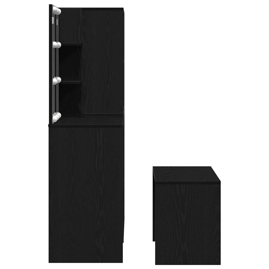 Set stola za oblačenje s LED 4 pcs Crni hrast Konstruirano drvo