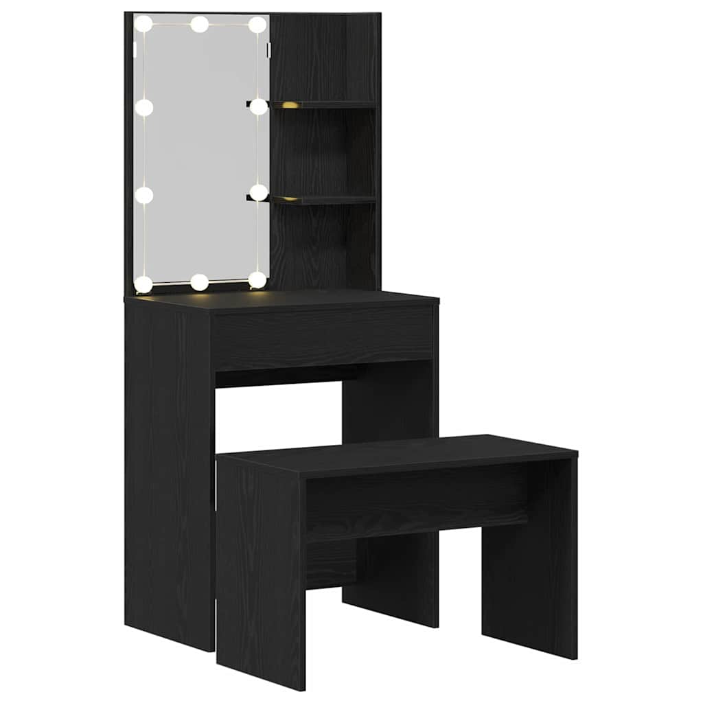 LED Set Toaletnog Stola 2 pcs Crni hrast Konstruirano drvo
