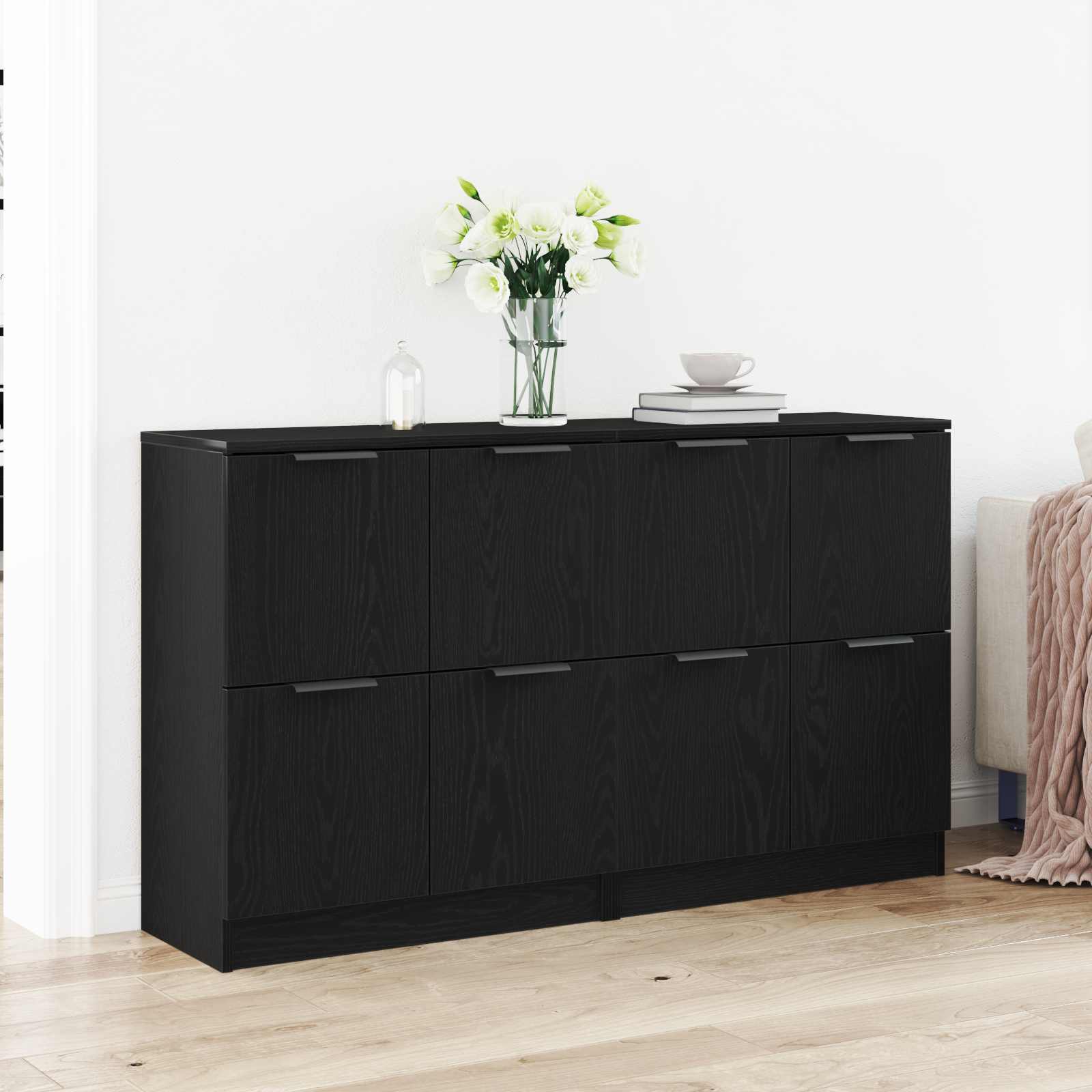 Kreveta 2 pcs Crni hrast 60 x 30 x 70 cm Konstruirano drvo