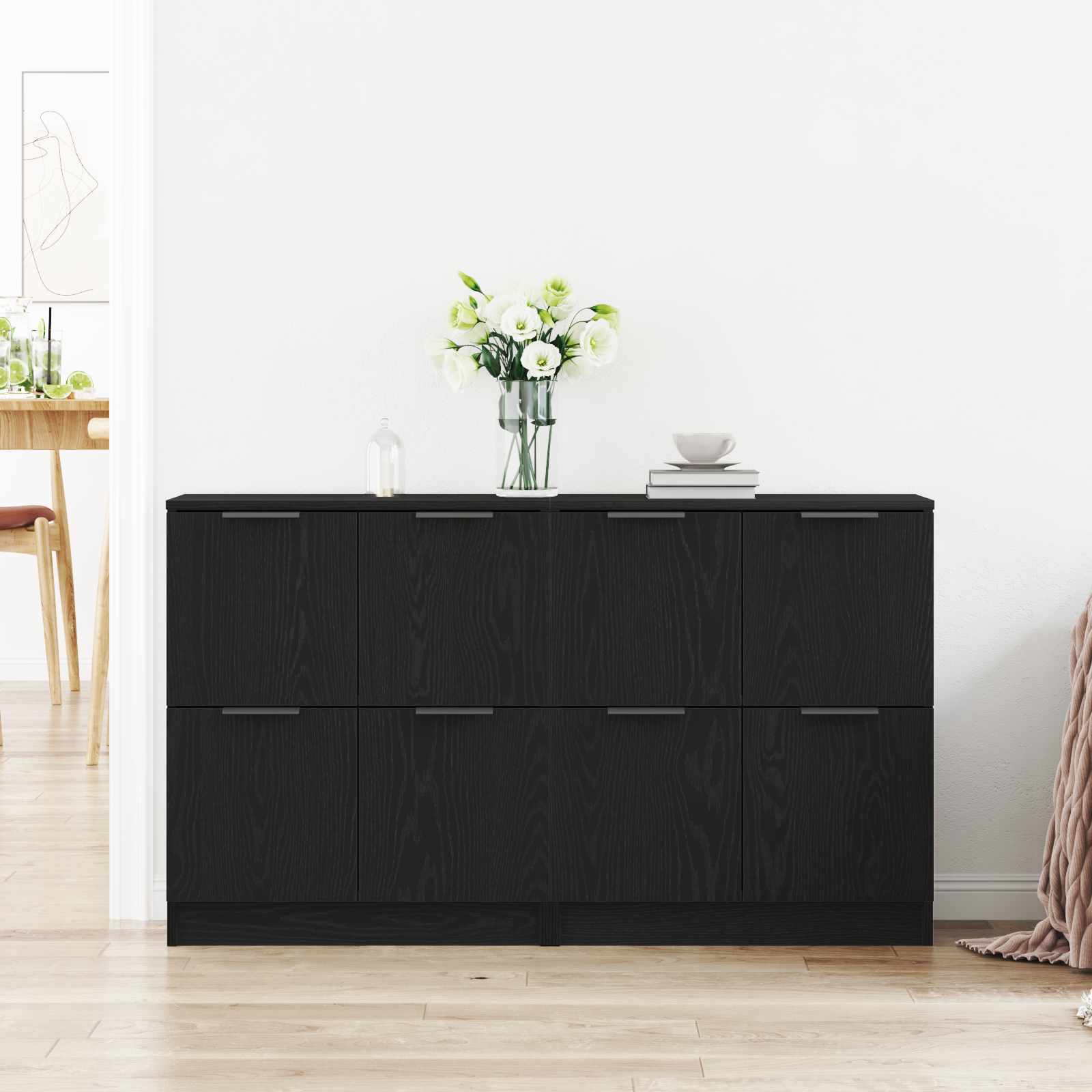 Kreveta 2 pcs Crni hrast 60 x 30 x 70 cm Konstruirano drvo