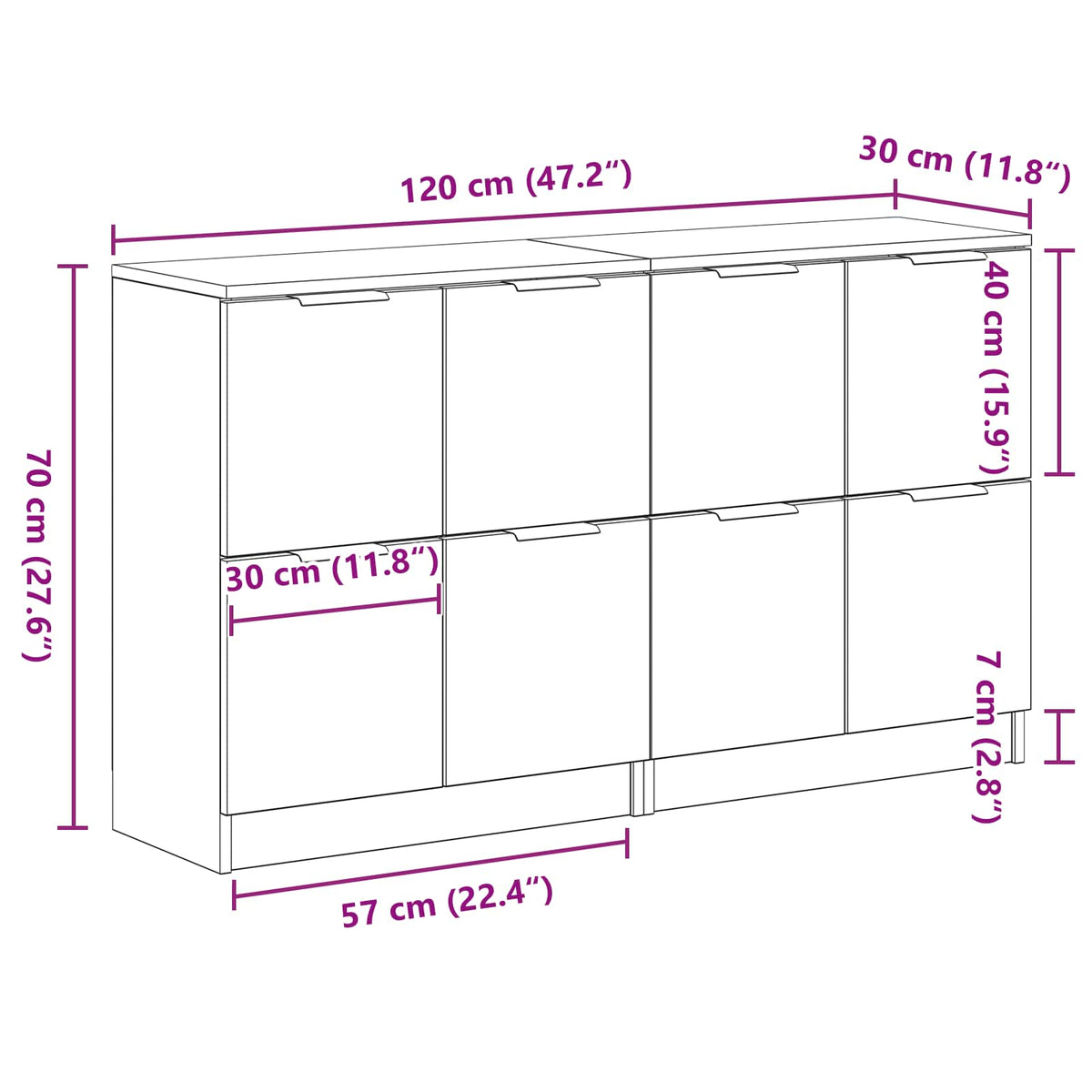 Kreveta 2 pcs Crni hrast 60 x 30 x 70 cm Konstruirano drvo