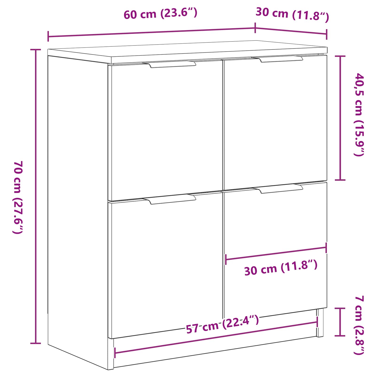 Kreveta 2 pcs Crni hrast 60 x 30 x 70 cm Konstruirano drvo
