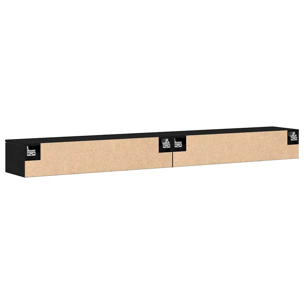 Kabinetski zidni s ladicama 2 pcs Crni hrast 102 x 30 x 20 cm