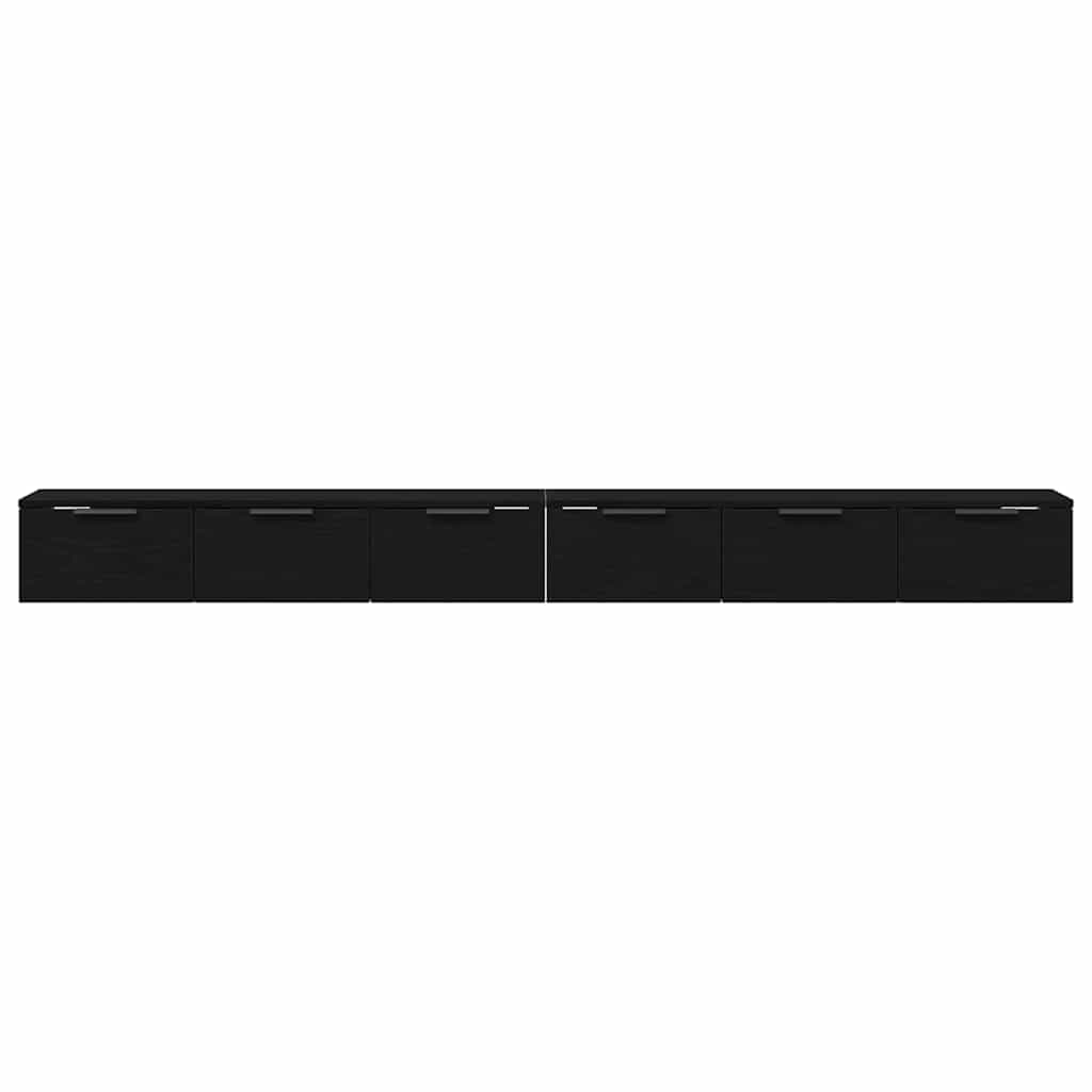 Kabinetski zidni s ladicama 2 pcs Crni hrast 102 x 30 x 20 cm