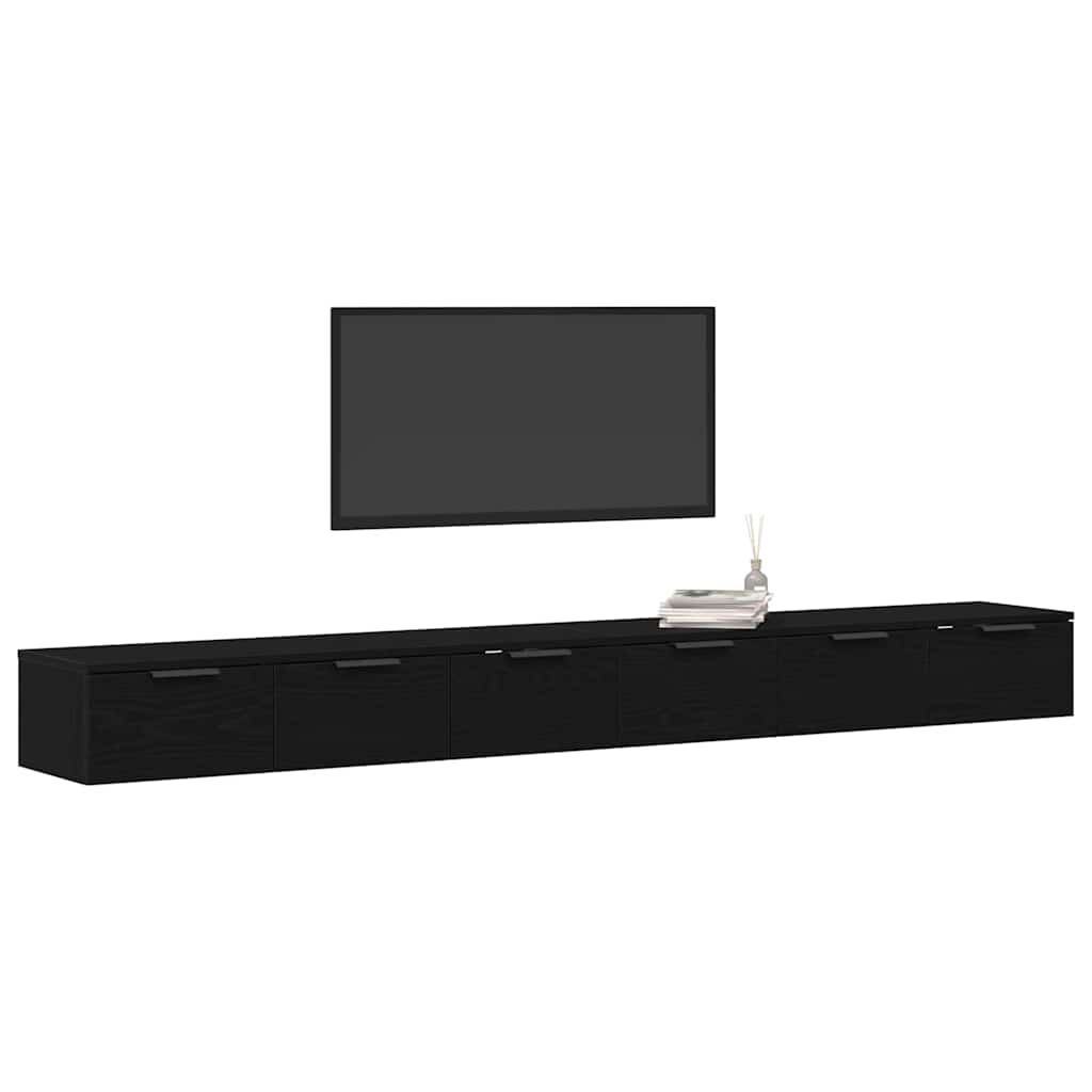 Kabinetski zidni s ladicama 2 pcs Crni hrast 102 x 30 x 20 cm