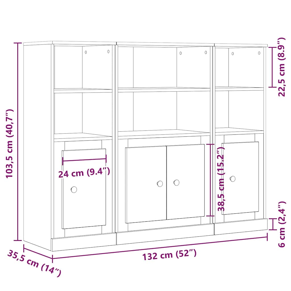Highboard Crni hrast 132 x 35,5 x 103,5 cm Konstruirano drvo