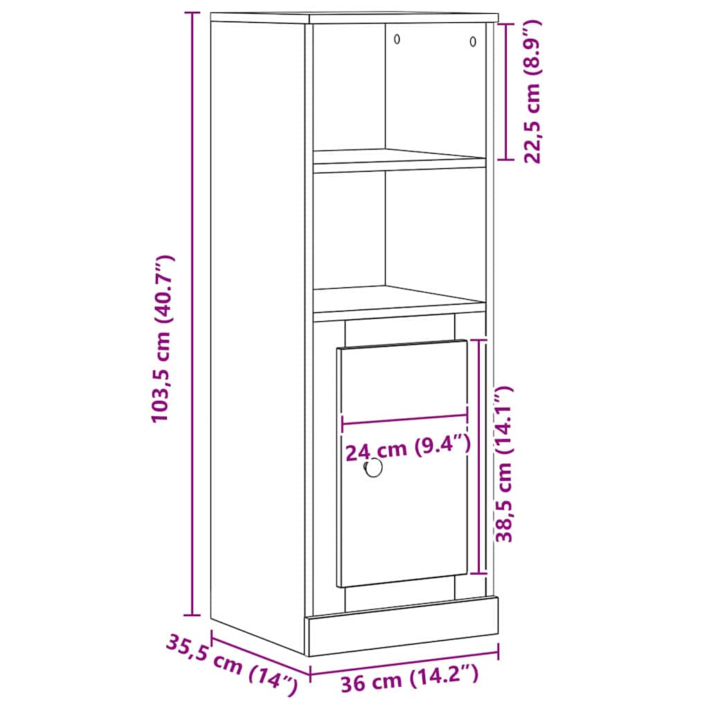 Highboard Crni hrast 132 x 35,5 x 103,5 cm Konstruirano drvo