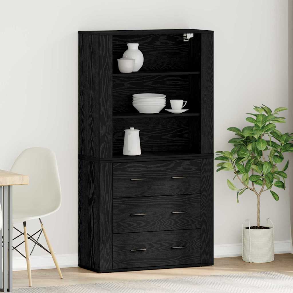 Highboard Crni hrast 80 x 33 x 150 cm Konstruirano drvo