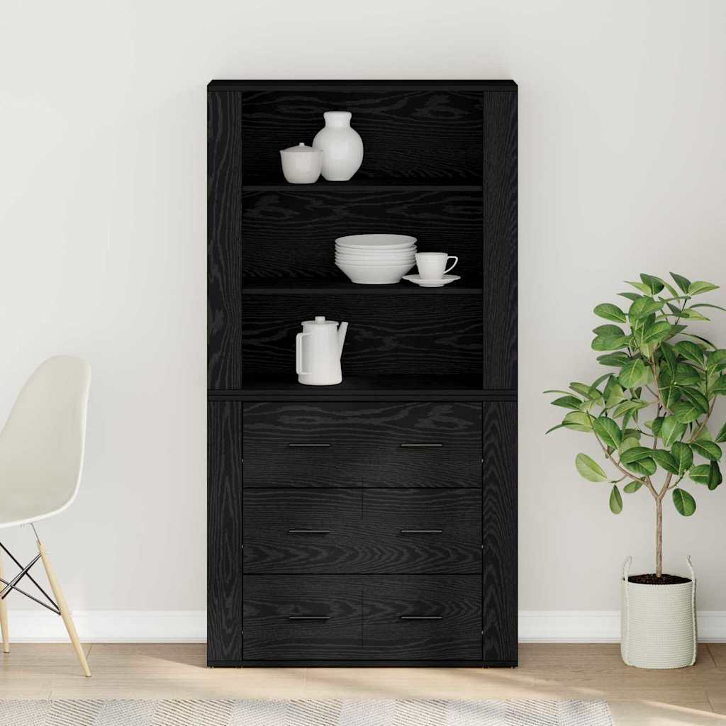 Highboard Crni hrast 80 x 33 x 150 cm Konstruirano drvo