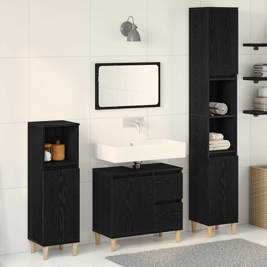 Set namještaja za kupaonicu Zidne s pohranom 3 pcs Crni hrast
