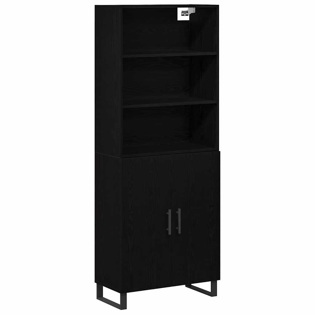 Highboard 2 pcs Crni hrast Konstruirano drvo