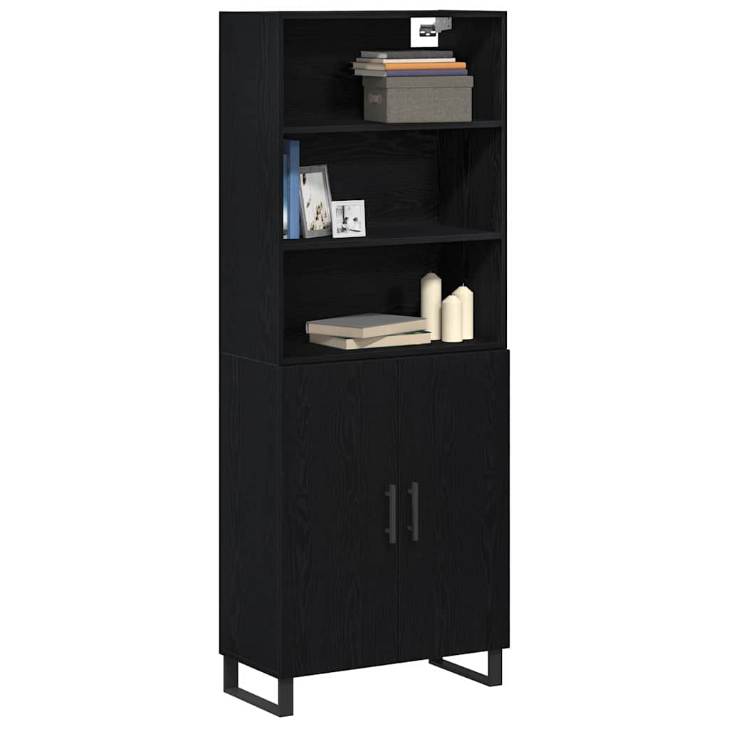 Highboard 2 pcs Crni hrast Konstruirano drvo