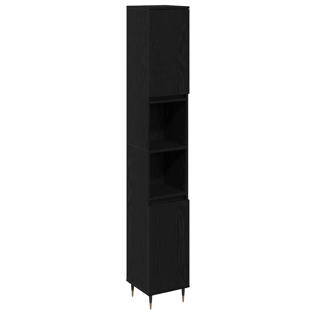 Set namještaja za kupaonicu 3 pcs Crni hrast 30 x 30 x 190 cm