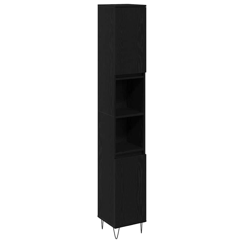 Set namještaja za kupaonicu 3 pcs Crni hrast 30 x 30 x 190 cm