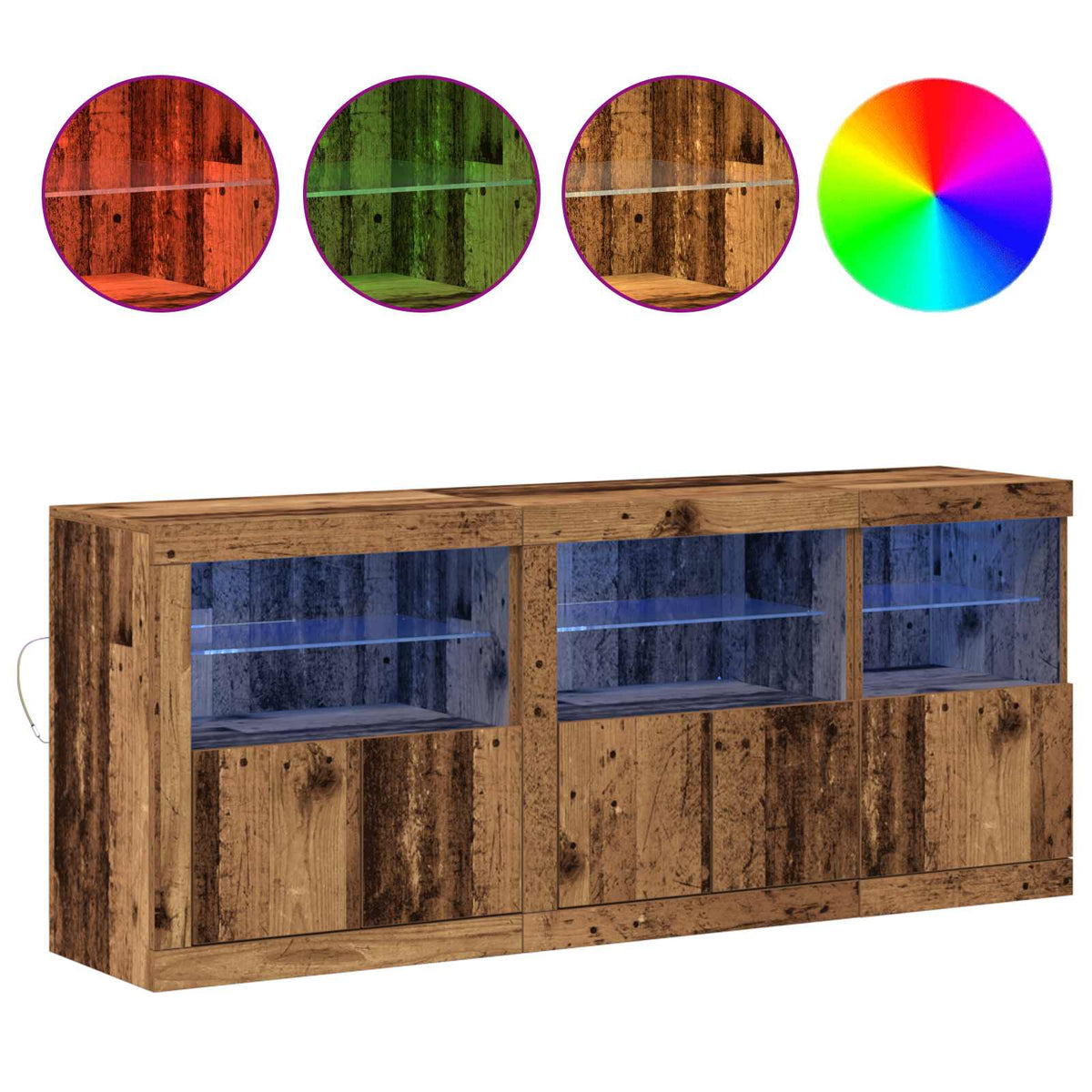LED komoda Staro drvo 162 x 37 x 67 cm Konstruirano drvo