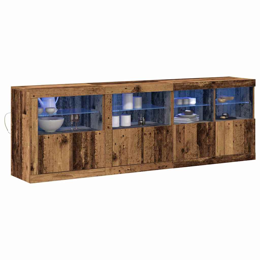 LED komoda Staro drvo 202 x 37 x 67 cm Konstruirano drvo