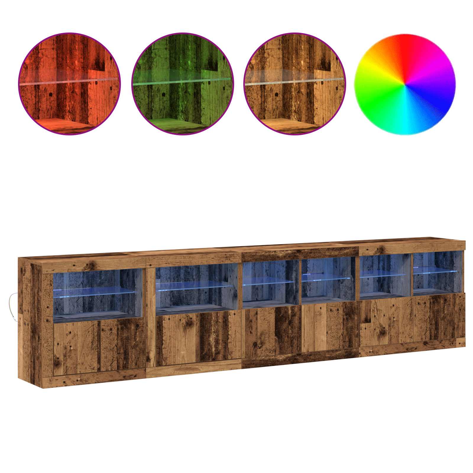 LED komoda Staro drvo 283 x 37 x 67 cm Konstruirano drvo