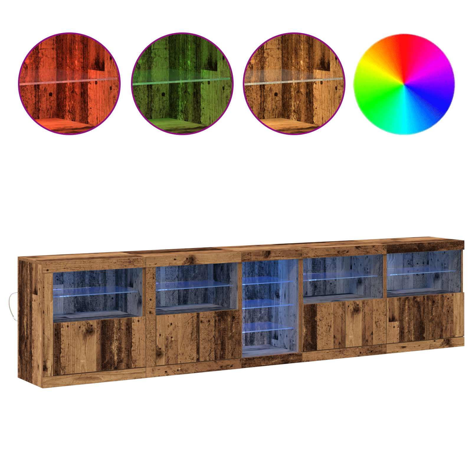 LED komoda Staro drvo 283 x 37 x 67 cm Konstruirano drvo