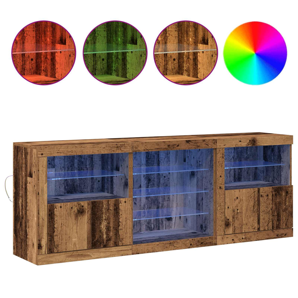 LED komoda Staro drvo 181,5 x 37 x 67 cm Konstruirano drvo