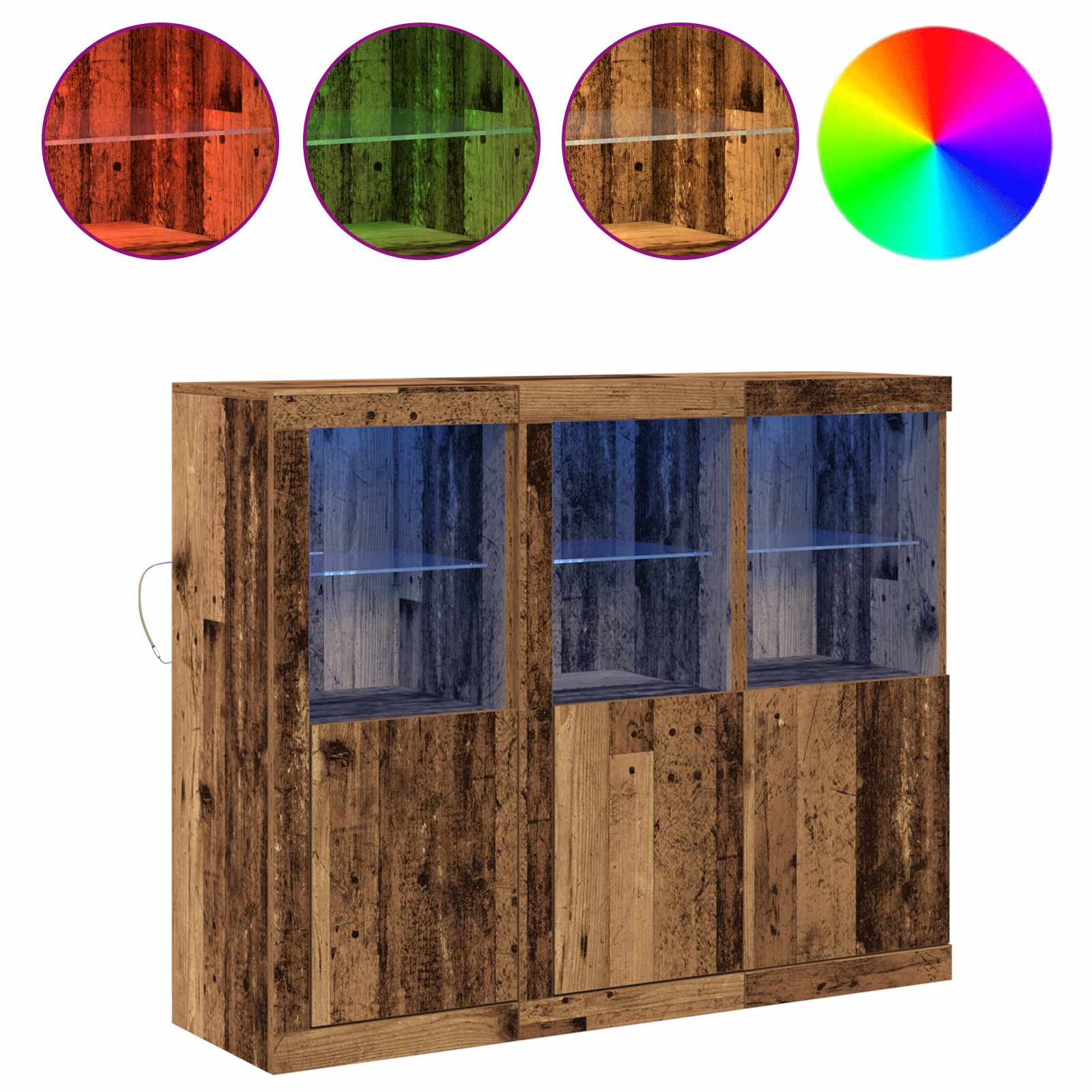 LED komoda 3 pcs Staro drvo 123 x 37 x 100 cm Konstruirano drvo