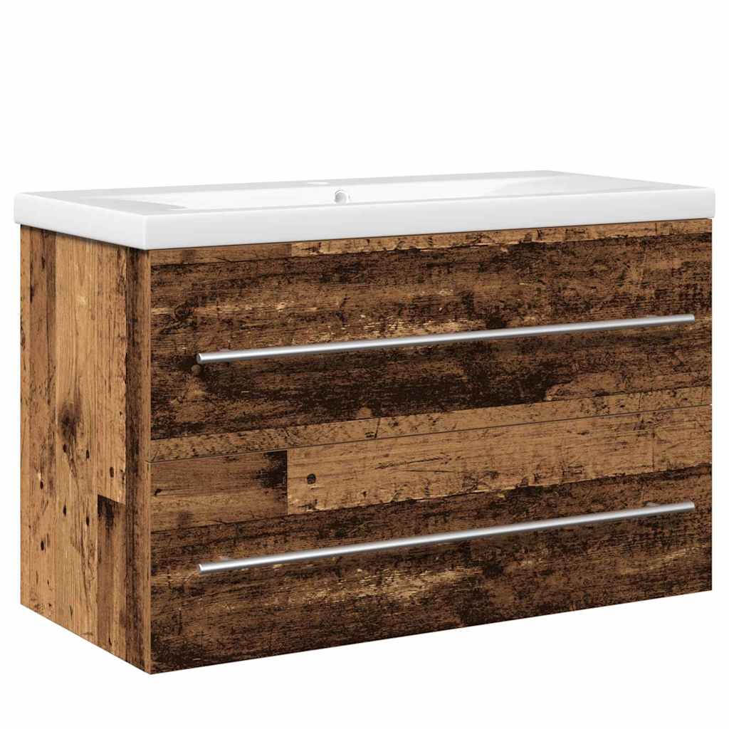 Kupaonski ormarić za sudoper 2 pcs Staro drvo 80 x 38,5 x 48 cm