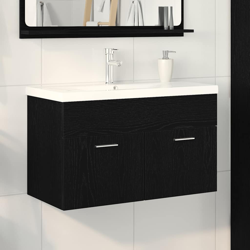 Kupaonski ormar Crni hrast 80 x 38,5 x 46 cm Konstruirano drvo