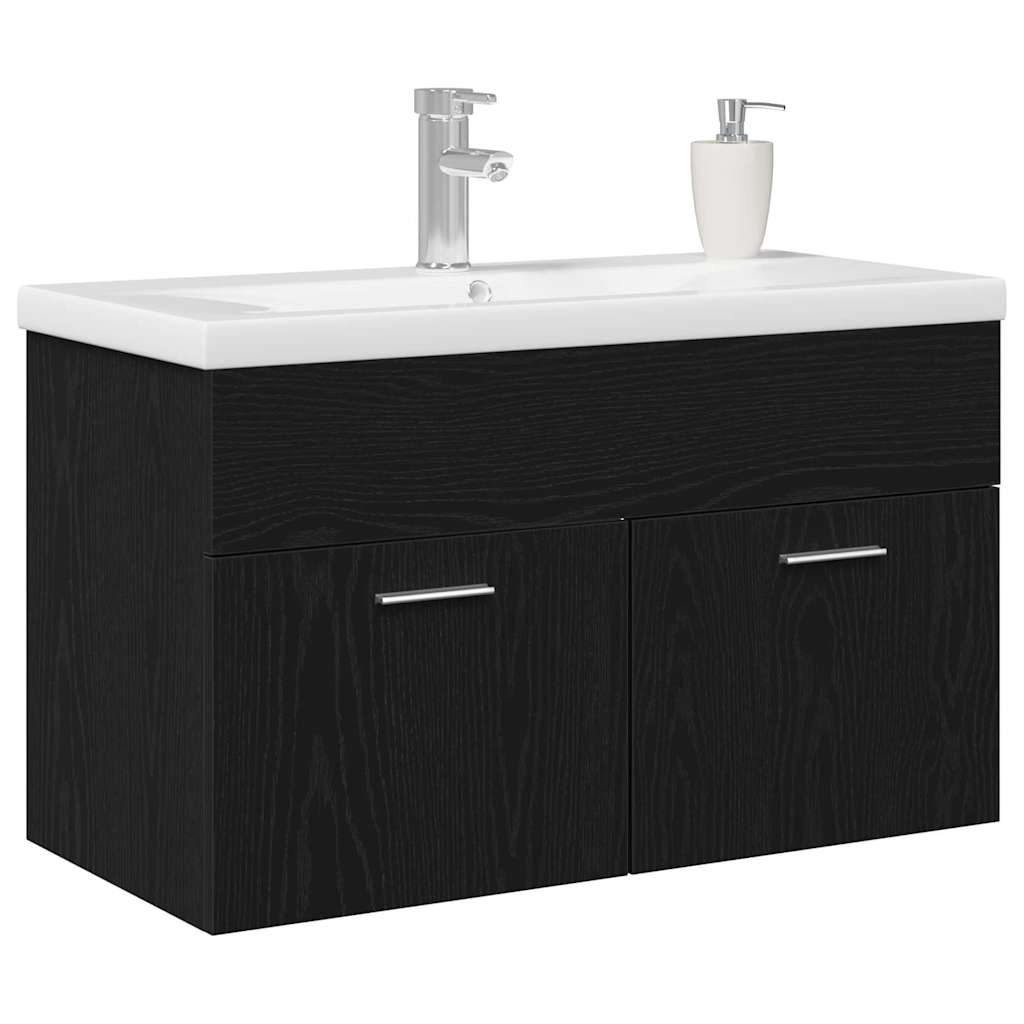 Kupaonski ormar Crni hrast 80 x 38,5 x 46 cm Konstruirano drvo