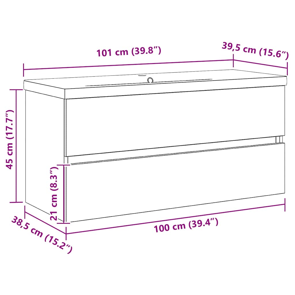 Kupaonski ormarić za sudoper Crni hrast 100 x 39 x 62 cm
