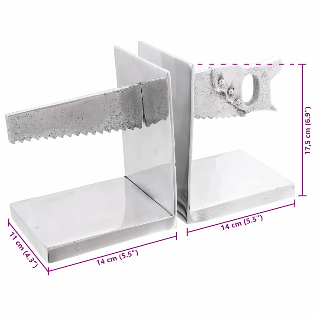 Držači za knjige 2 pcs Srebrno 11 x 14 x 17,5 cm Aluminij