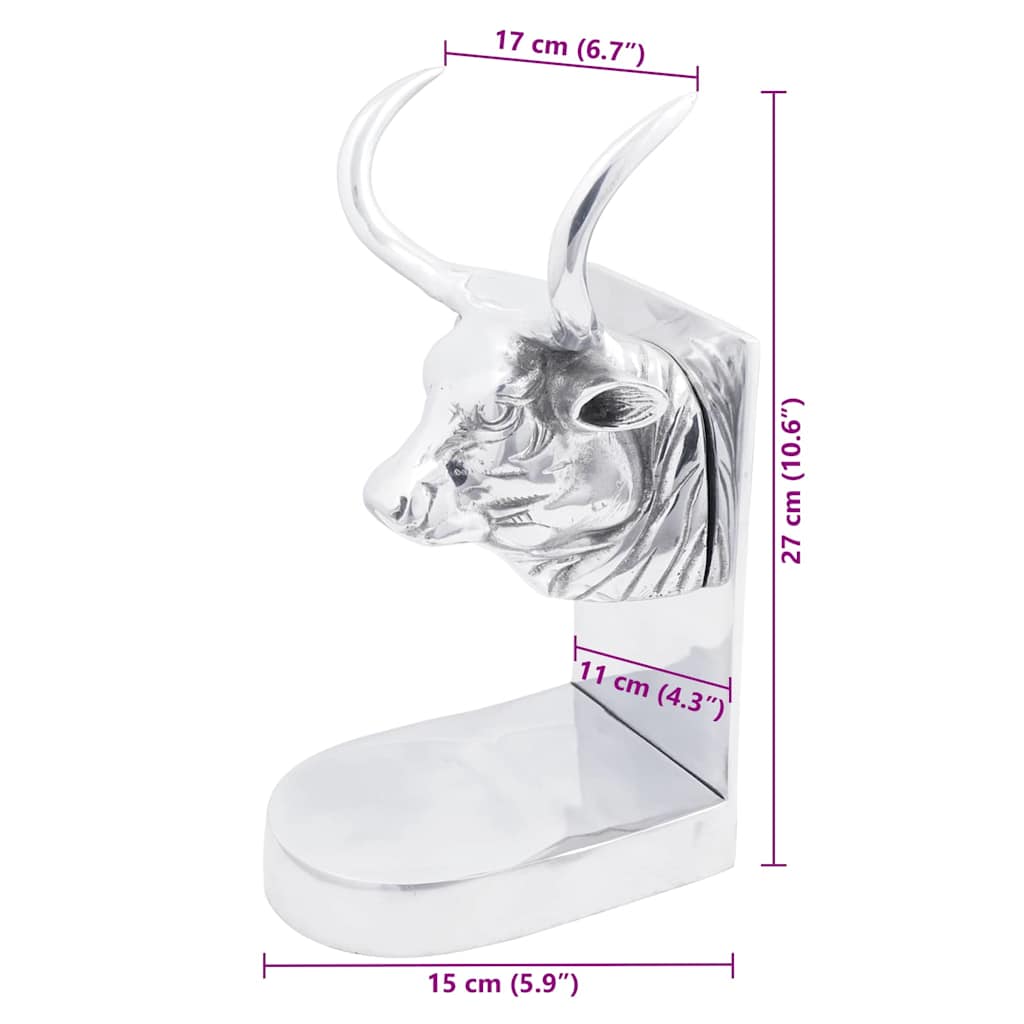 Držači za knjige 2 pcs Srebrno 17 x 15 x 27 cm Aluminij