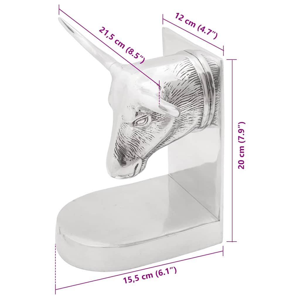 Držači za knjige 2 pcs Srebrno 21,5 x 15,5 x 20 cm Aluminij