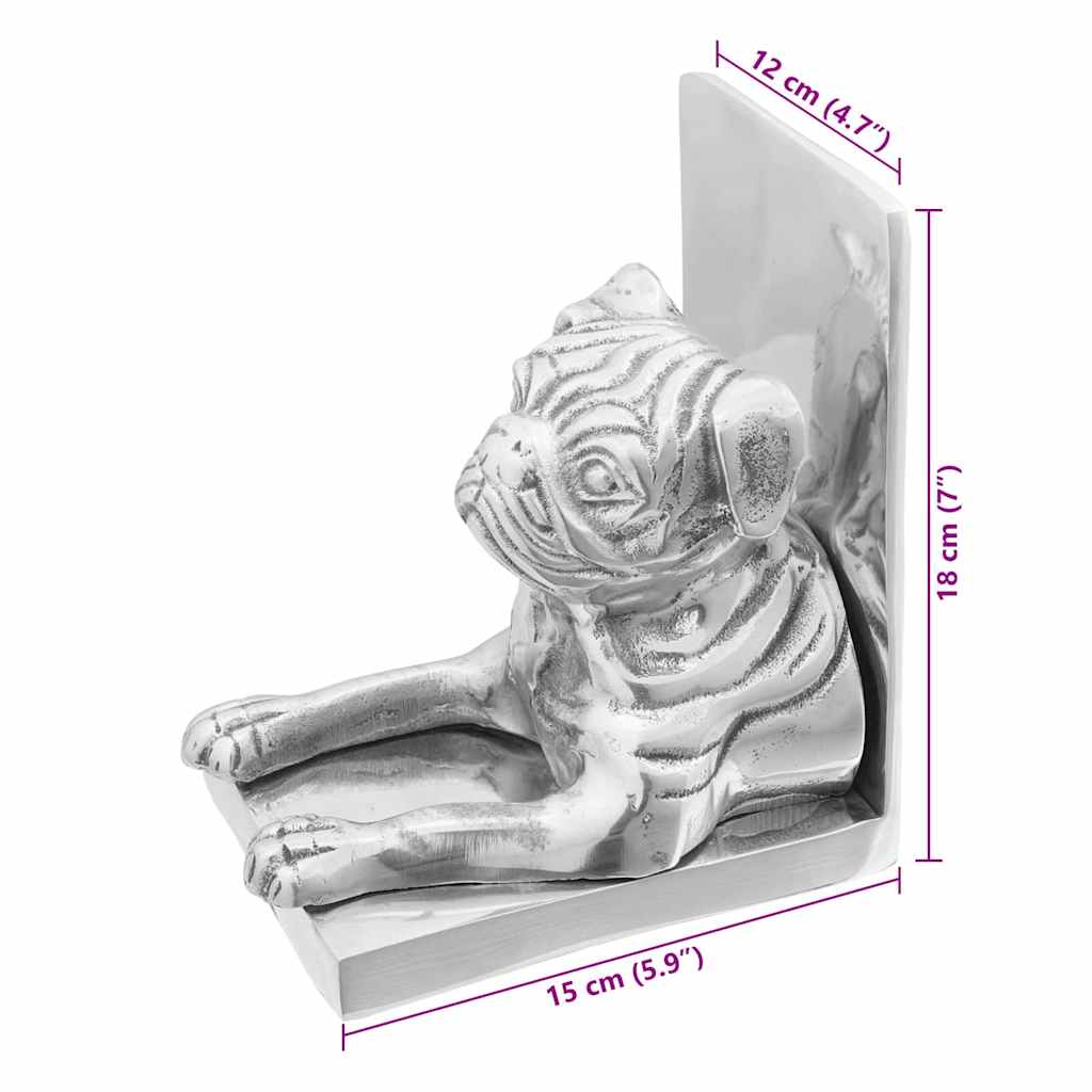 Držači za knjige 2 pcs Srebrno 12 x 15 x 18 cm Aluminij