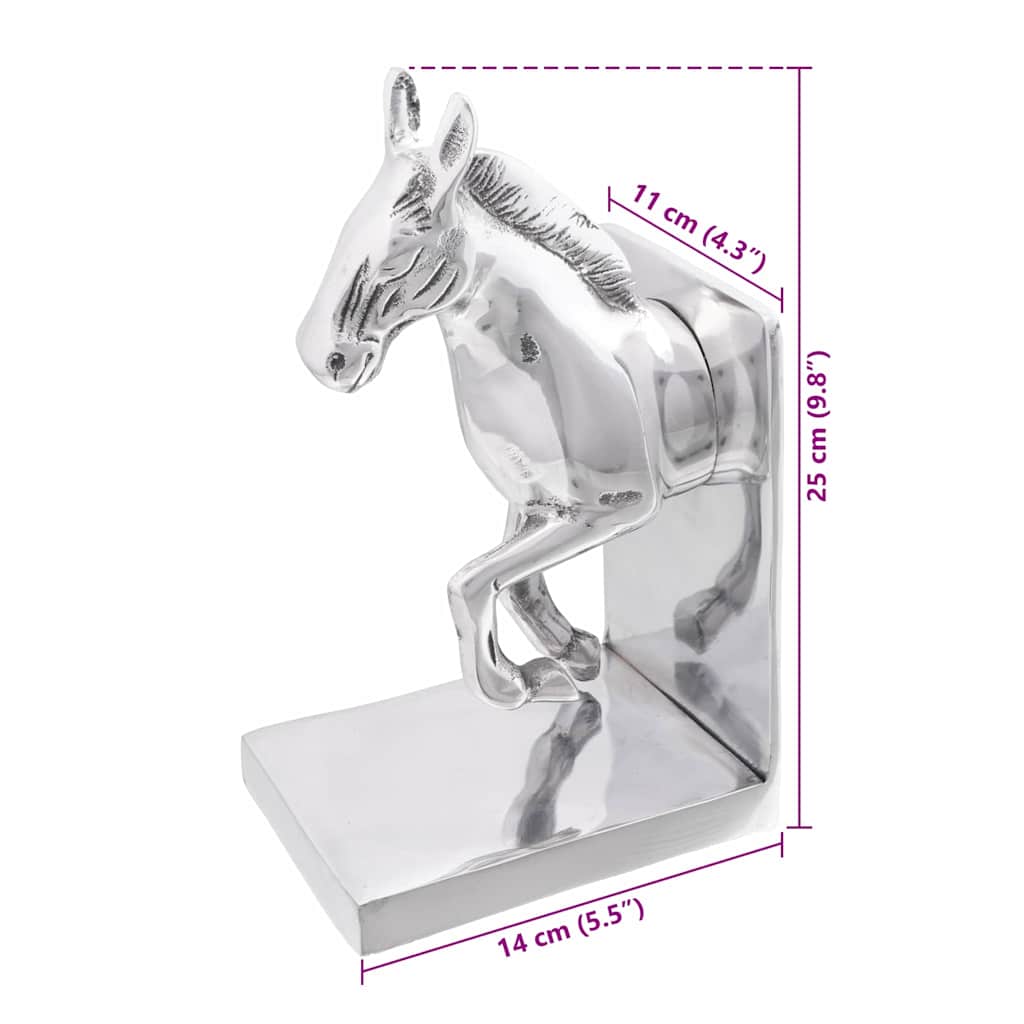 Držači za knjige 2 pcs Srebrno 11 x 14 x 25 cm Aluminij