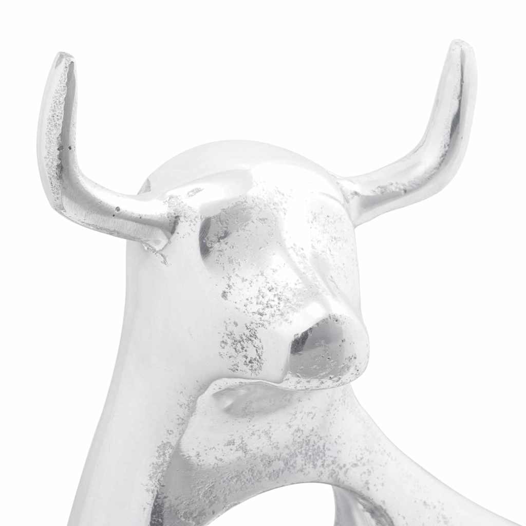 Skulptura bika Srebrno 22 x 9,5 x 34 cm Aluminij